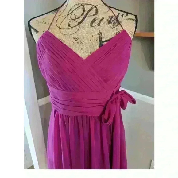Lauren Ralph Lauren Evening Spaghetti Halter Dress Magenta Pink Size 10 - Picture 1 of 8
